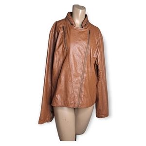 Red Snap faux leather caramel jacket size 2X